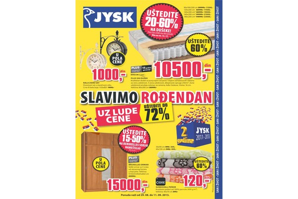 JYSK katalog akcija - 11. sptembar 2013.