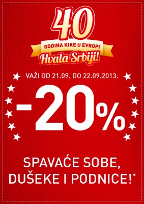 Kika akcija -20% na spavaće sobe, dušeke i podnice!
