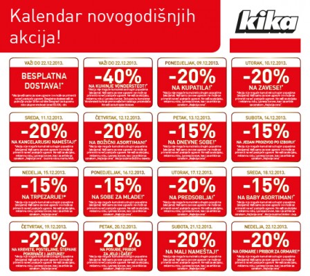 Kika akcija - Kalendar novogodišnjih akcija!
