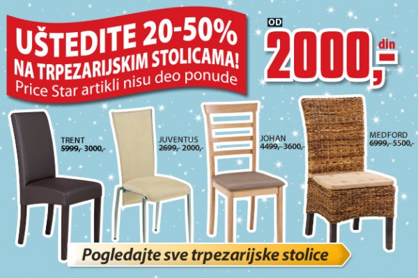 JYSK - Uštedite od 20 - 50% na trpezariskim stolicama