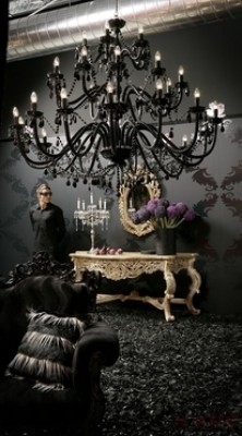 Pendant Lamp Gioiello Crystal Feudal Black