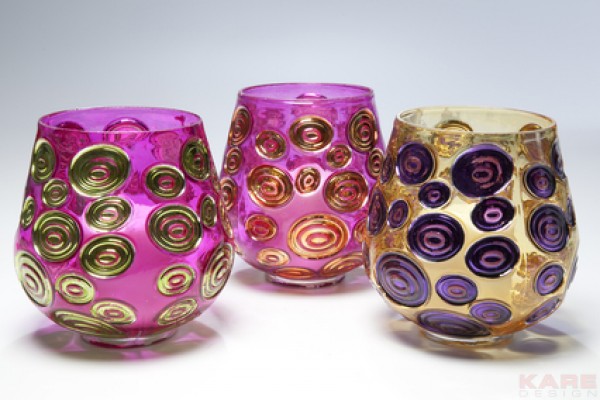 Tealight Holder Dots Pop 15cm Assorted