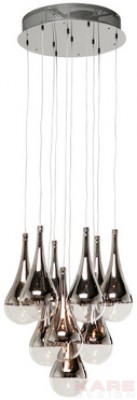 Pendant Lamp Falling Drops Silver 10-lite
