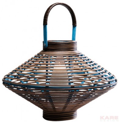 Lantern Bamboo Disc Blue 43cm