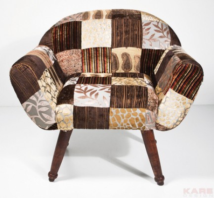 Arm Chair Patchwork Velvet Brown