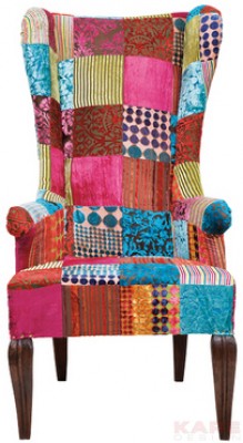 Wing Chair Patchwork Velvet