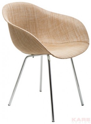 Chair with Armrest Forum Chrome Natural