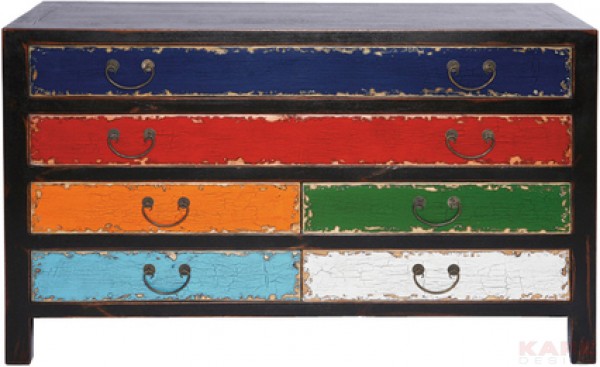 Dresser Harlekin black, 6 drawers