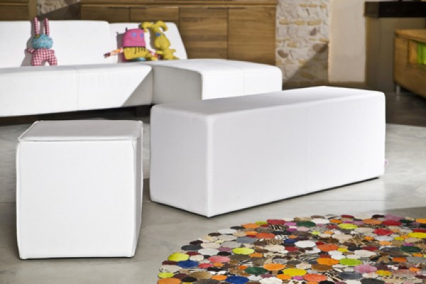 Stool Quadro leather white KARE + Studio Divani