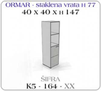 Ormar 40 x 40 x 147 - staklena vrata H 77