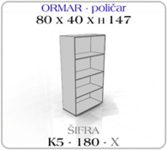 Ormar poličar 80 x 40 x 147