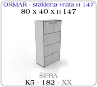 Ormar 80 x 40 x 147 - staklena vrata H 147