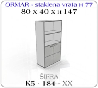 Ormar 80 x 40 x 147 - staklena vrata H 77