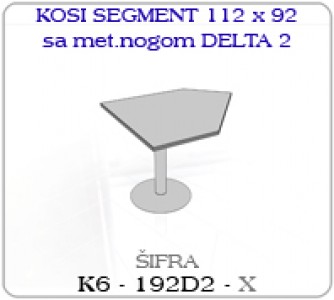 Kosi segment 112 x 92 sa metalnom nogom DELTA 2