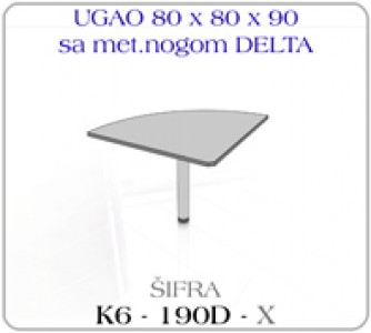 Ugao 80 x 80 x 90 sa metalnom nogom DELTA