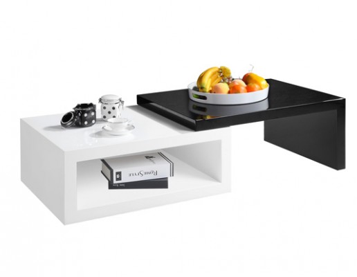 KLUB STO LOTUS MDF BELO3CRNI VISOKI SJAJ OKRETNI DLC